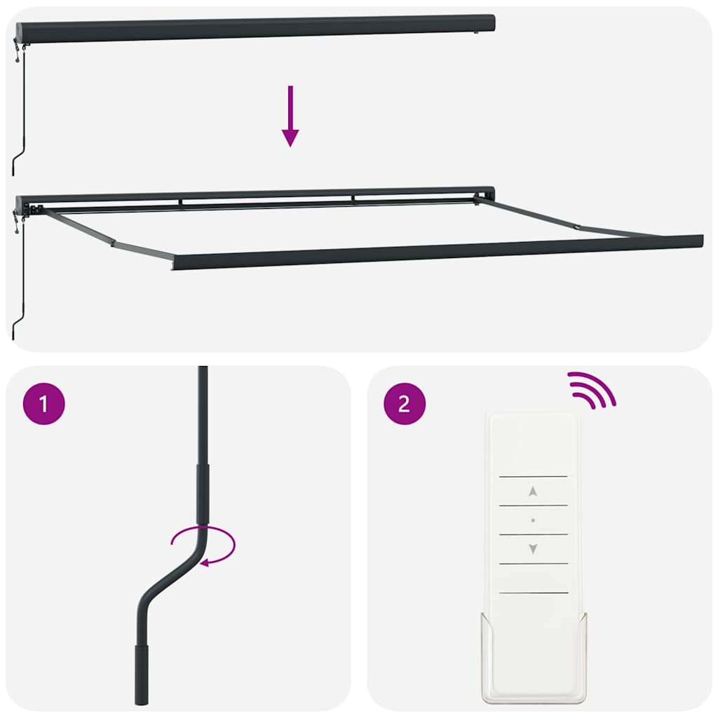 Markise Einziehbar Blau und Weiß 4x3 m Stoff und Aluminium