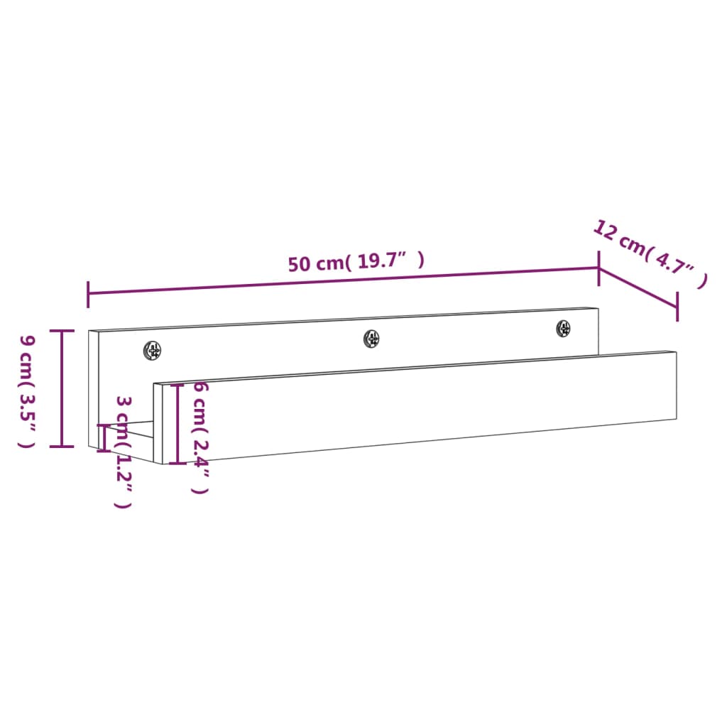 Wandregale 2 Stk. 50x12x9 cm Massivholz Kiefer