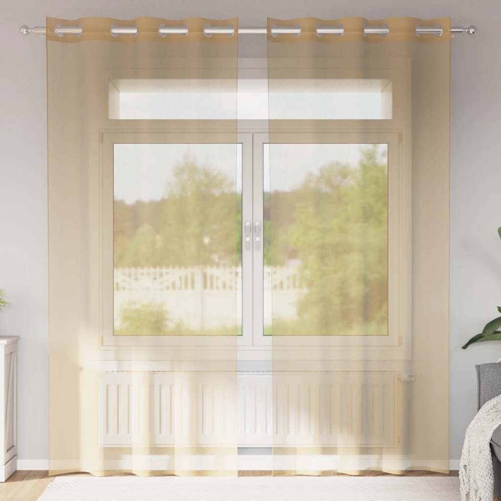 Voile Vorhänge mit Ösen 2 Stk. Apfelgrün 140x140 cm