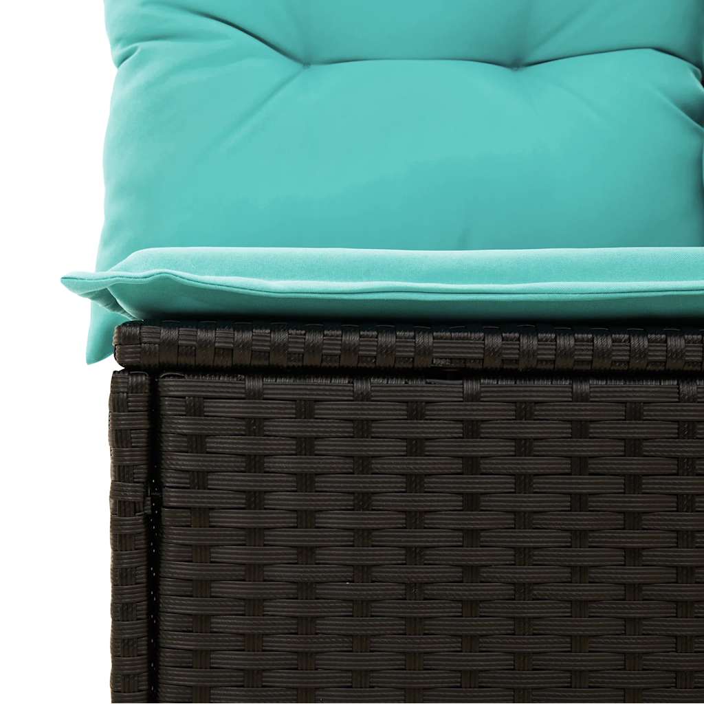 10-teiliges Gartensofa-Set mit Kissen, schwarzes Polyrattan