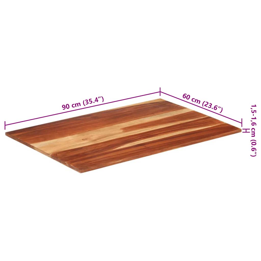 Tischplatte Massivholz Akazie 15-16 mm 60x80 cm
