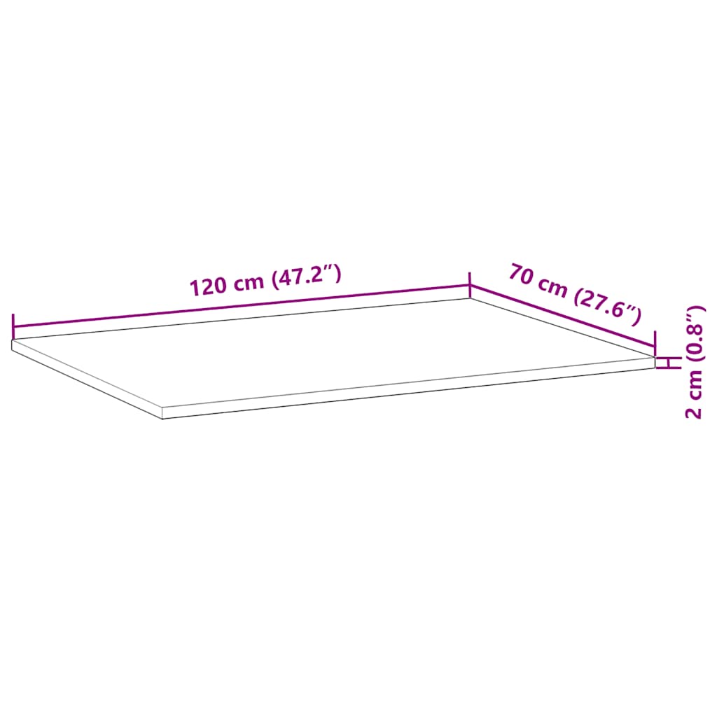Tischplatte Rechteckig 60x50x2 cm Massivholz Akazie