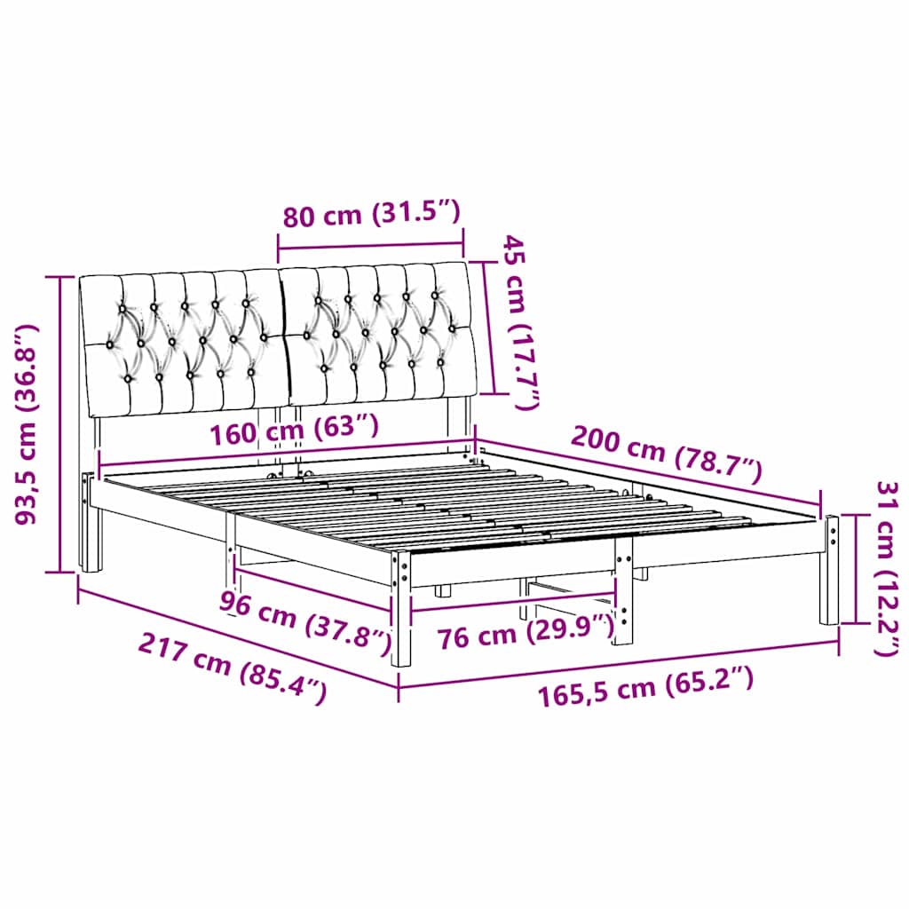 Bettgestell mit gepolstertem Kopfteil Braun 200 x 200 cm