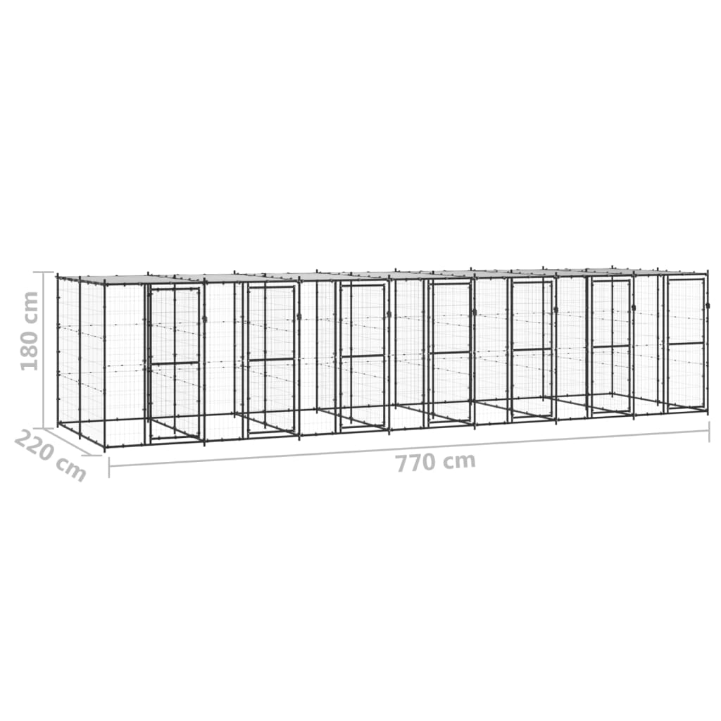 Outdoor-Hundezwinger Stahl mit Überdachung 110x220x180 cm