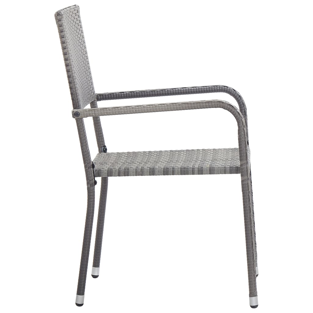 Garten-Essstühle 6 Stk. Stapelbar Schwarz Polyrattan