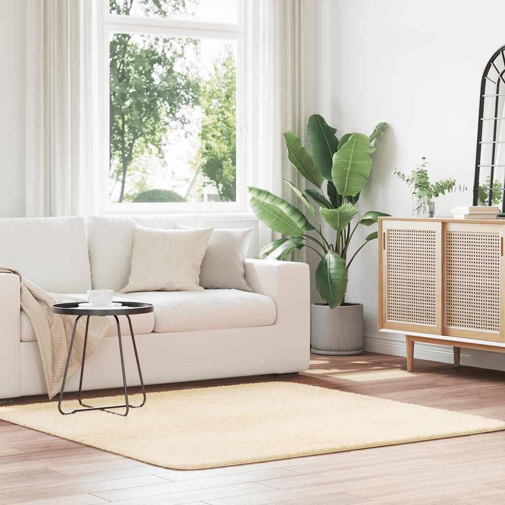Teppich Shaggy Hochflor NAVARRA Beige 60x100 cm Polyester