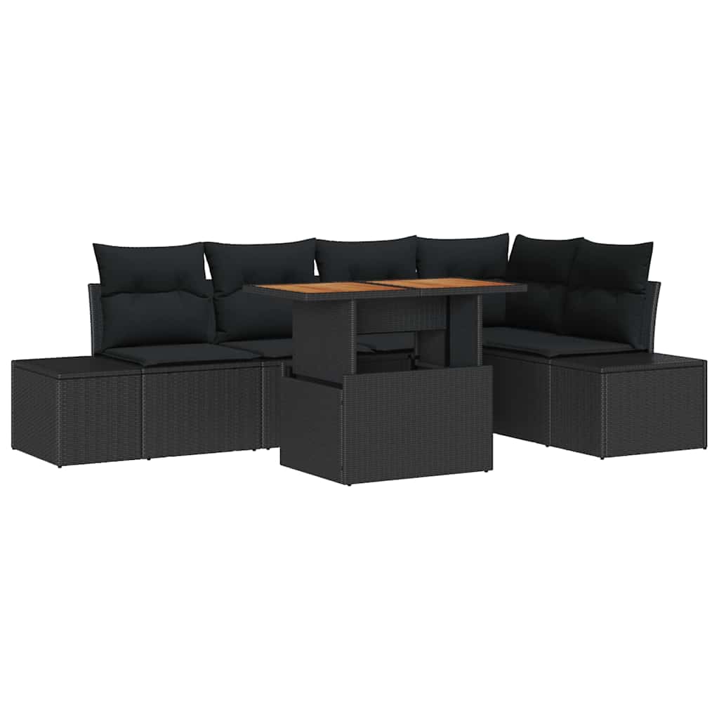 Garten Essgruppe mit Kissen 6 pcs Schwarz und Creme