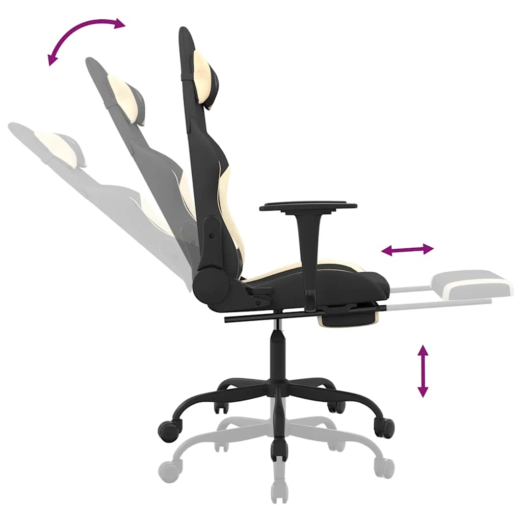Gaming-Stuhl mit Massagefunktion Schwarz und Creme Stoff