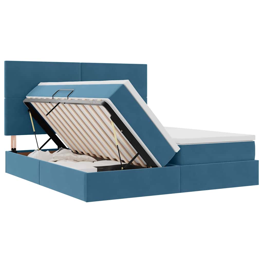 Aufbewahrungsbett mit Matratze Hellgrau 180 x 200 cm Samt