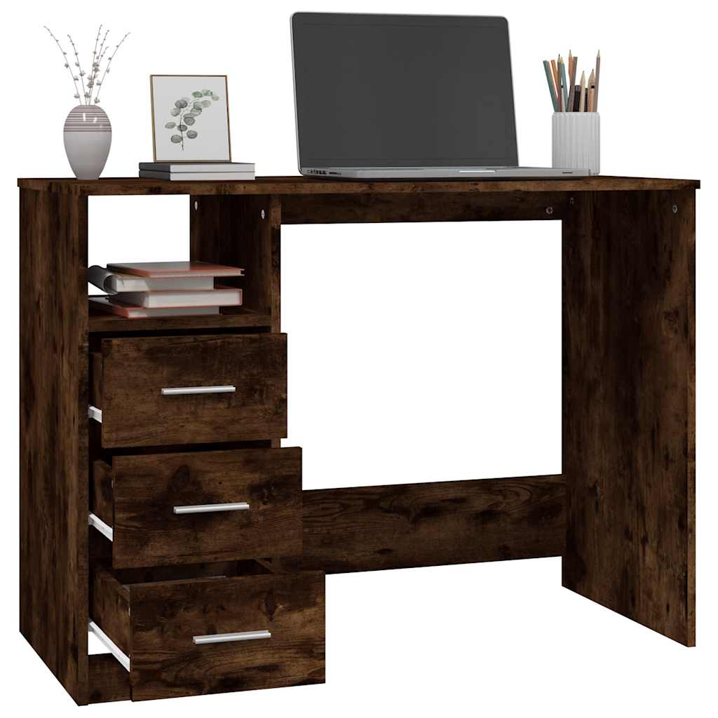 Schreibtisch mit Schubladen Weiß 102x50x76 cm Holzwerkstoff