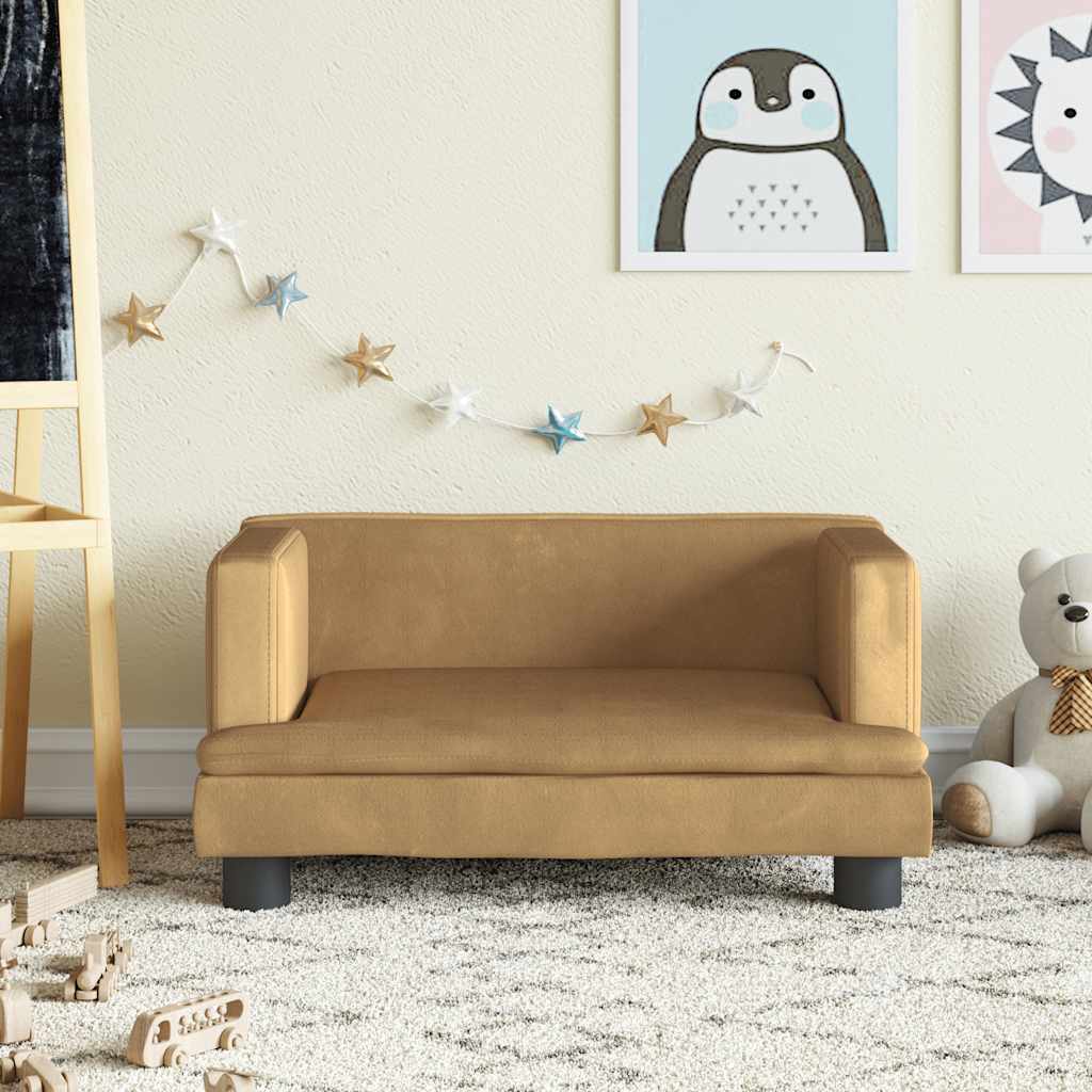Kindersofa Blau 80x45x30 cm Samt