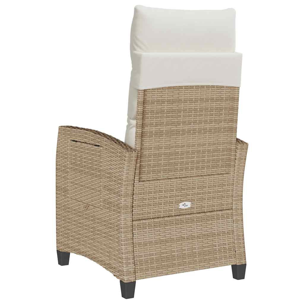 Gartensessel mit Beistelltisch Verstellbar Schwarz Poly Rattan