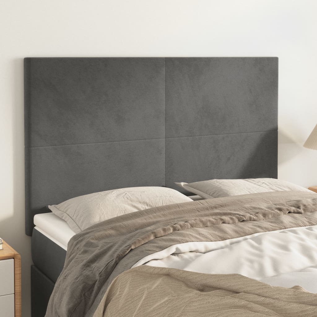 Kopfteil Hellgrau 80x5x118/128 cm Samt