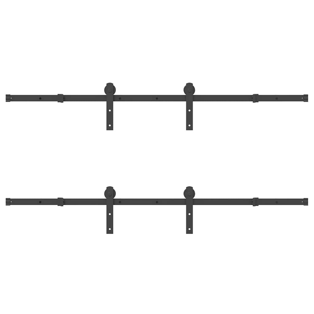 Schiebetürbeschlag-Set 366 cm Stahl Schwarz