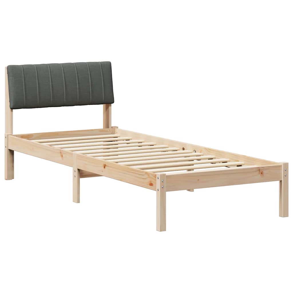 Bettgestell Braun und hellgrau 200 x 200 cm Massivholz Kiefer