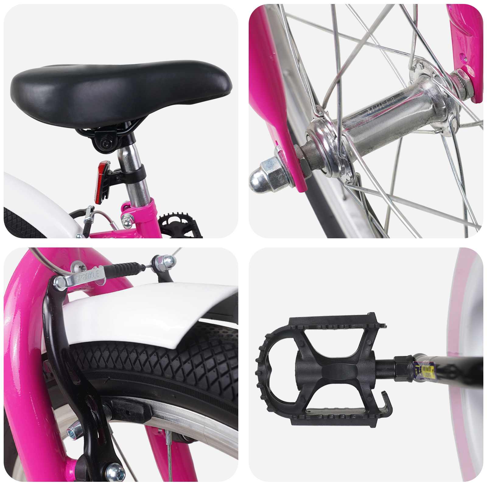 Kinderfahrrad 12 Zoll für 2-4 Jahre alt Pink Weiß