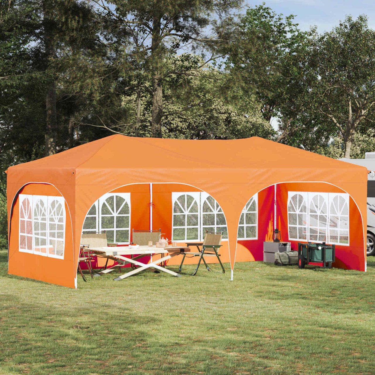 Pop-up Partyzelt 575 x 288 x 245 cm Creme Oxford-Stoff