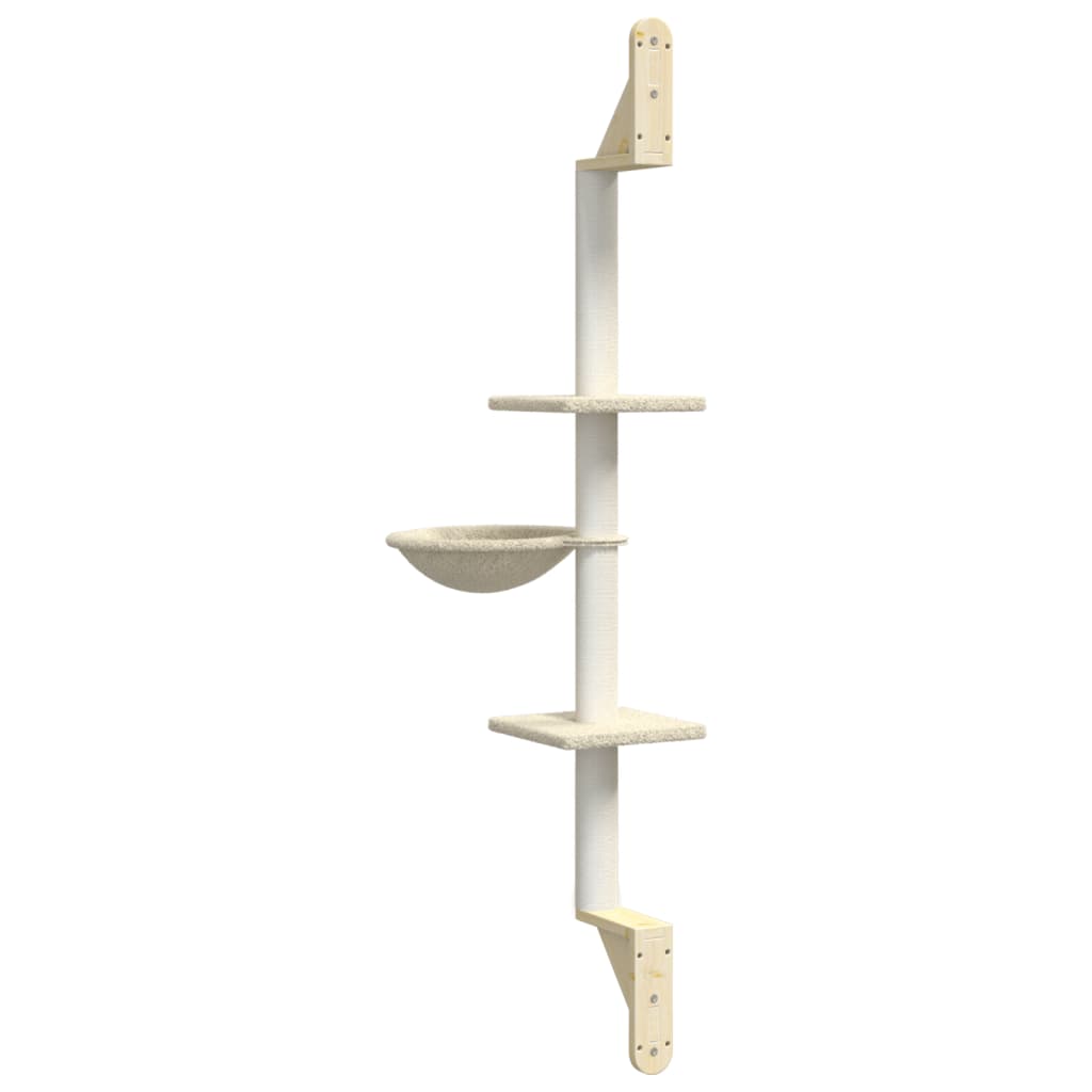 Kratzbaum mit Kratzsäule Wandmontage Creme 142,5 cm