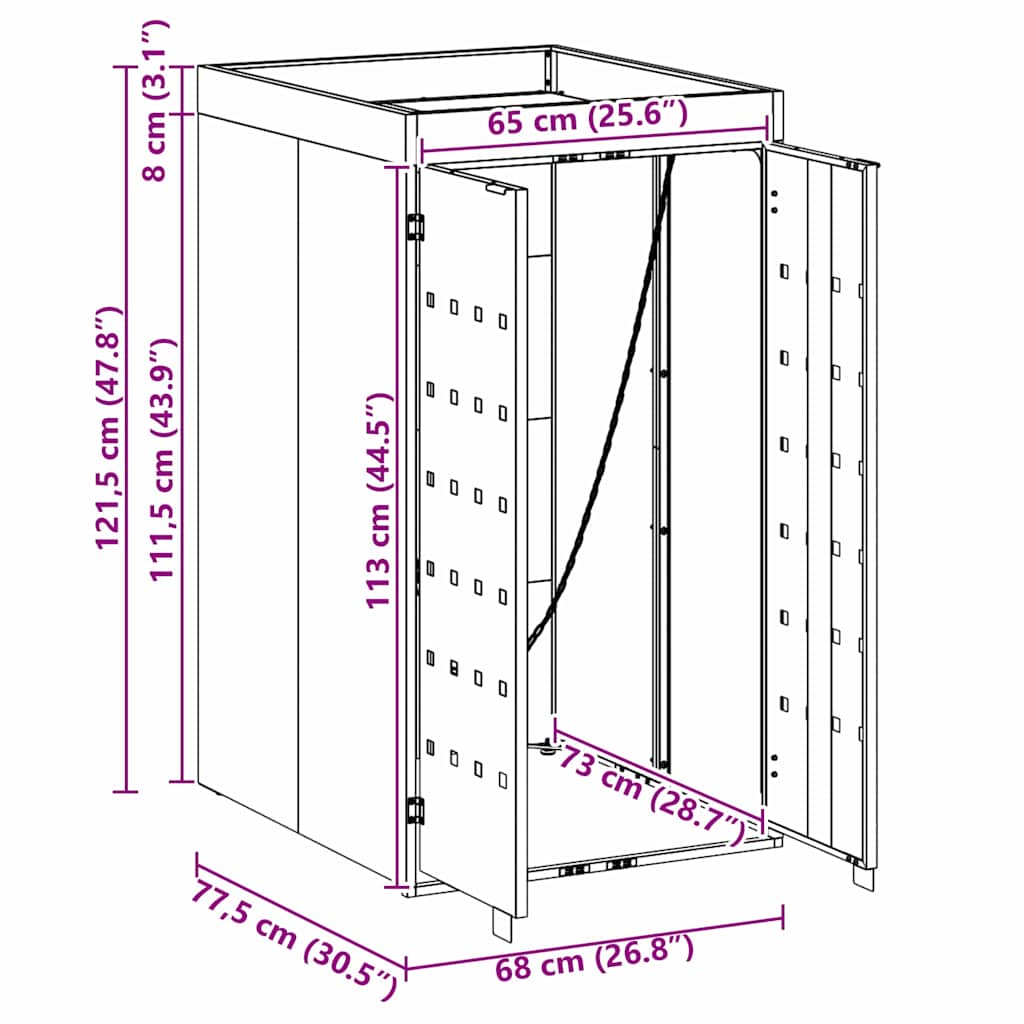 Mülltonnenbox für 2 Tonnen Schwarz 138x79x117 cm Stahl
