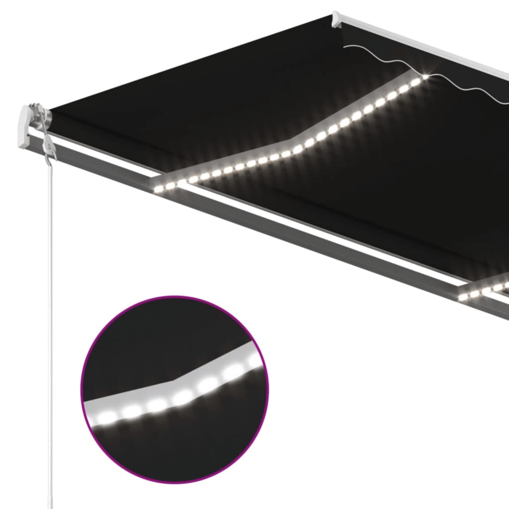 Markise Manuell Einziehbar mit LED 300x250 cm Blau und Weiß