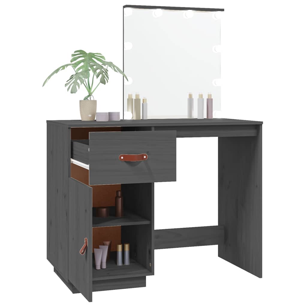 Schminktisch mit LED 95x50x133,5 cm Massivholz Kiefer