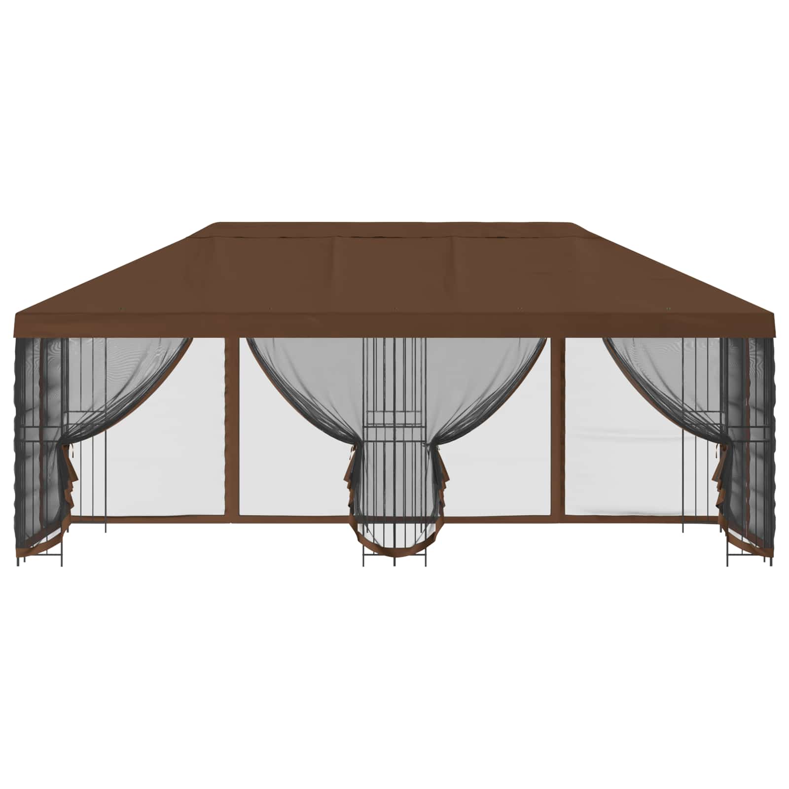 Pavillon mit Seitenwänden 6 x 3 m Beige Polyester und Stahl 190