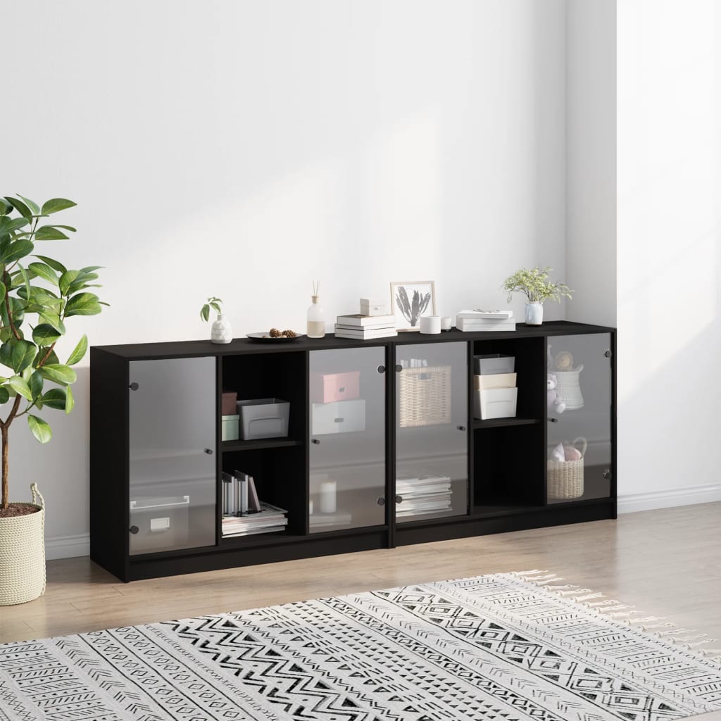 Bücherschrank mit Türen Weiß 204x37x75 cm Holzwerkstoff