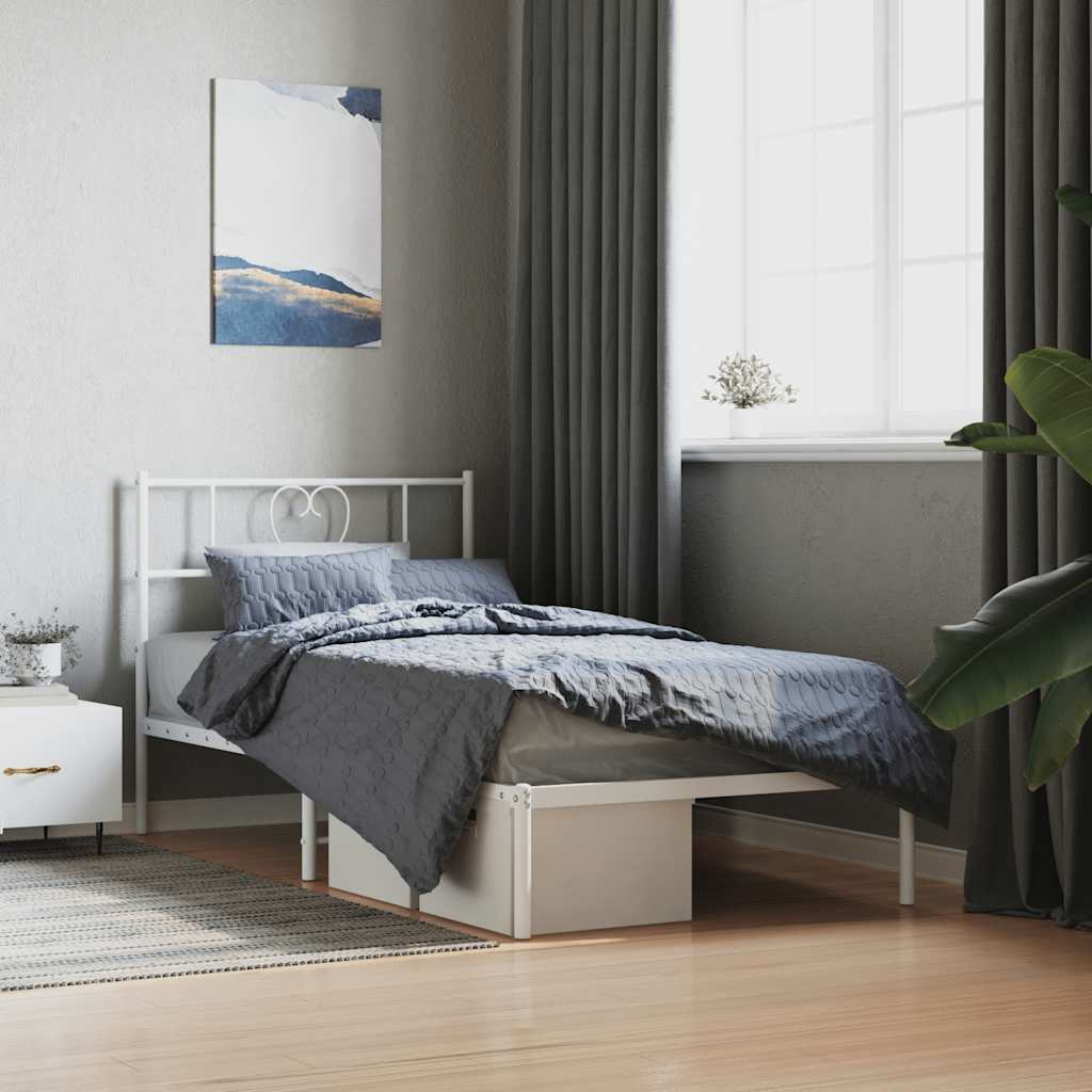 Bettgestell mit Kopfteil Metall Schwarz 100x190 cm