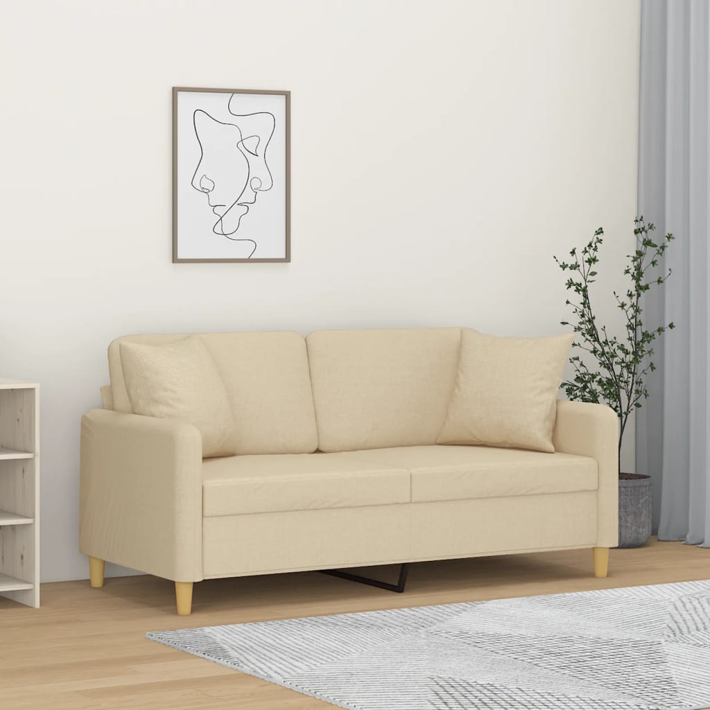 2-Sitzer-Sofa mit Zierkissen Braun 120 cm Stoff