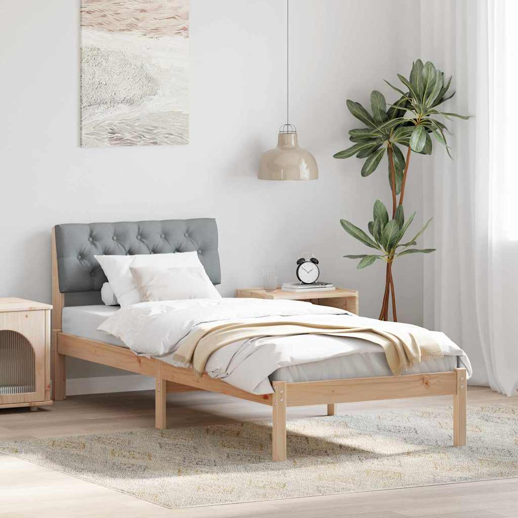 Bettgestell Braun und hellgrau 200 x 200 cm Massivholz Kiefer
