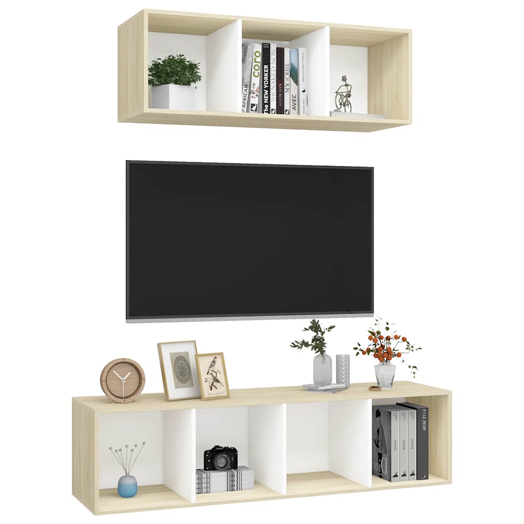 2-tlg. TV-Schrank-Set Weiß Holzwerkstoff