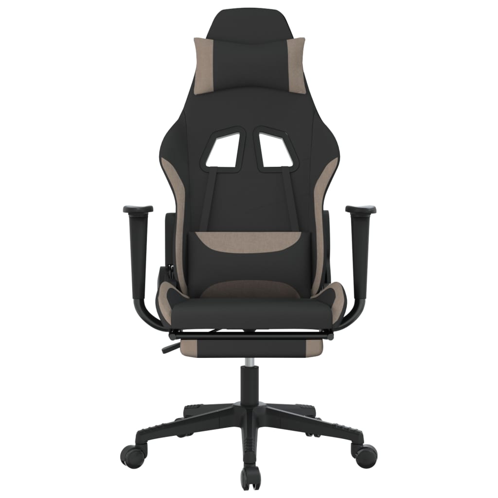 Gaming-Stuhl mit Massagefunktion Schwarz und Creme Stoff