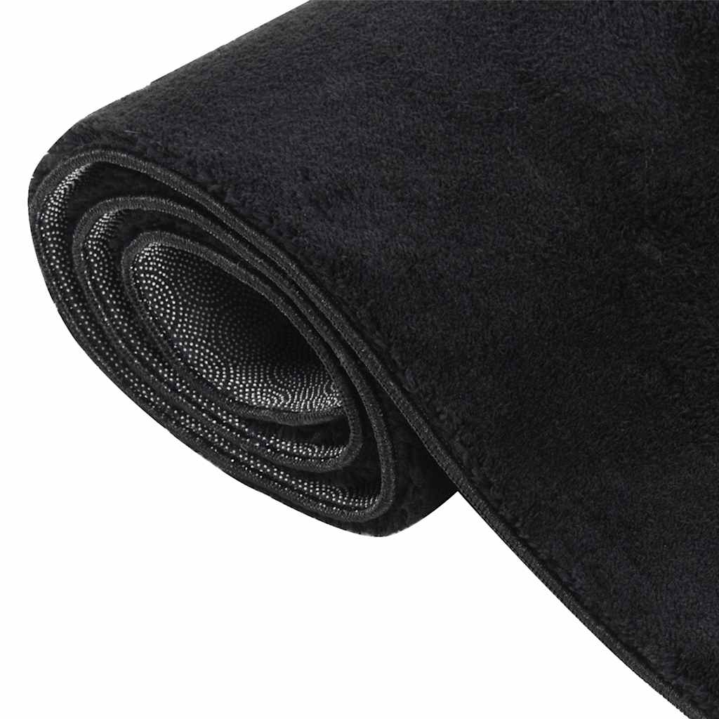 Teppich Waschbar Flauschig Kurzflor 160x230 Rutschfest Schwarz