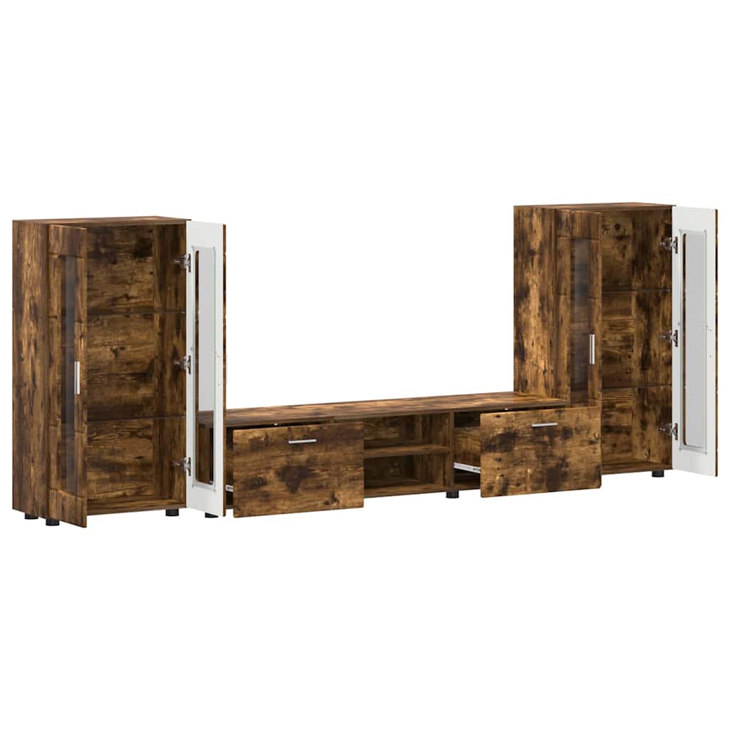 Highboard mit Regal FLORIN Weiß 60 x 35 x 182 cm Holzwerkstoff