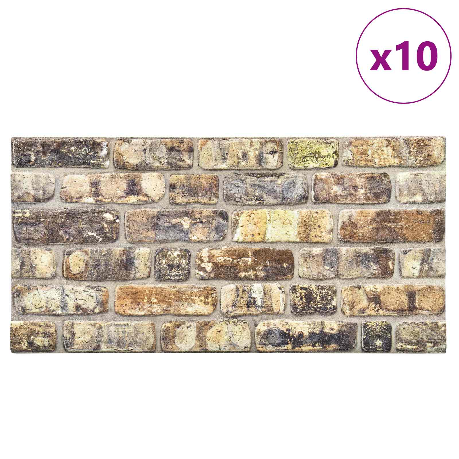Wandpaneele 10 pcs Ziegel 100 x 50 cm EPS-Schaum