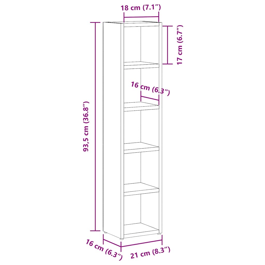 CD-Regale 2 Stk. Weiß 21x16x93,5 cm Holzwerkstoff