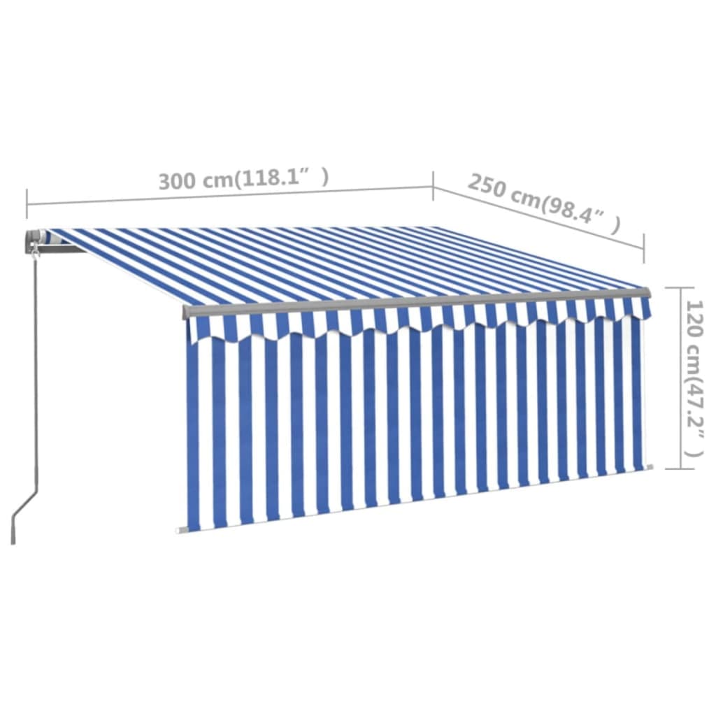 Markise Manuell Einziehbar mit Rollo 3x2,5 m Creme