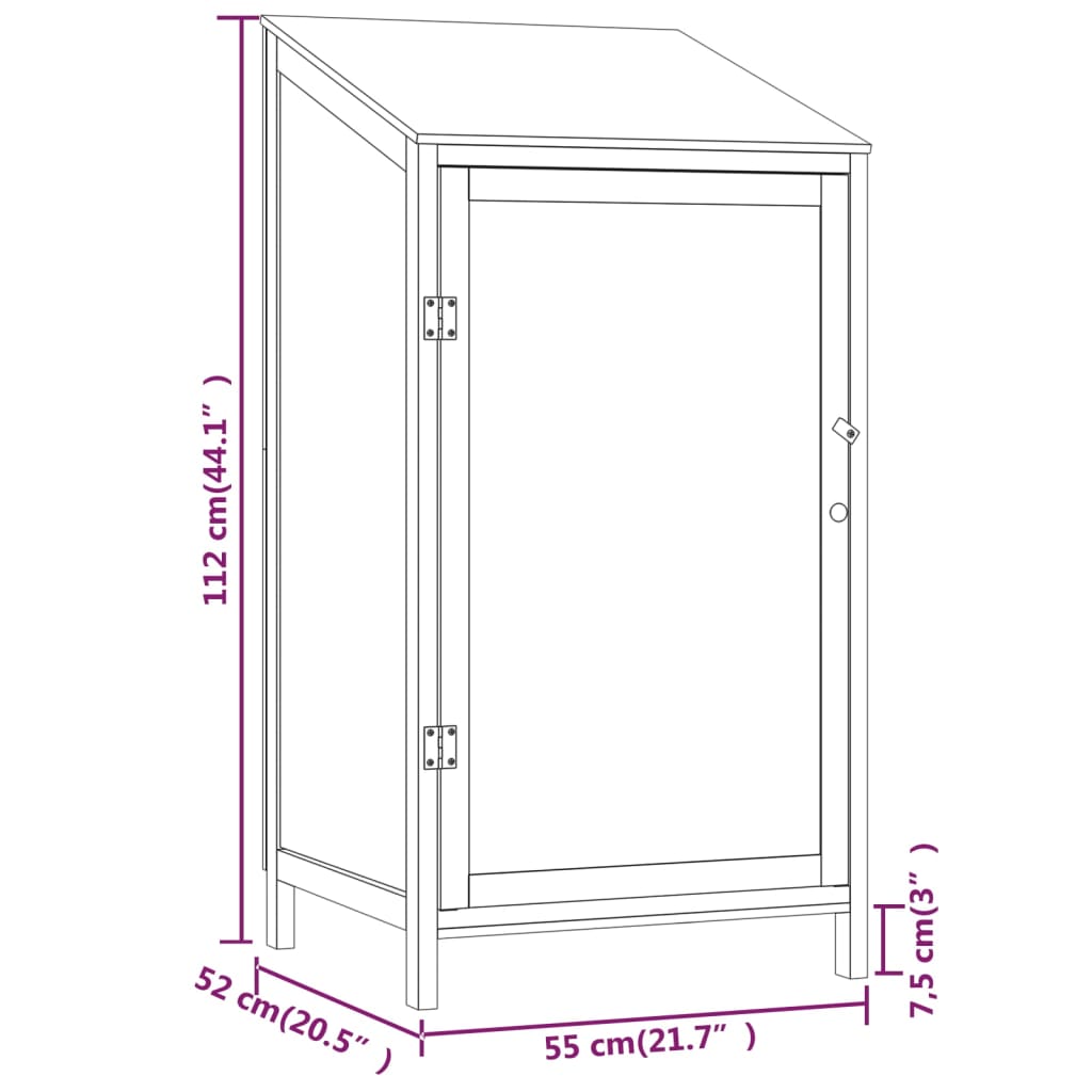 Geräteschuppen 55x52x174,5 cm Massivholz Tanne