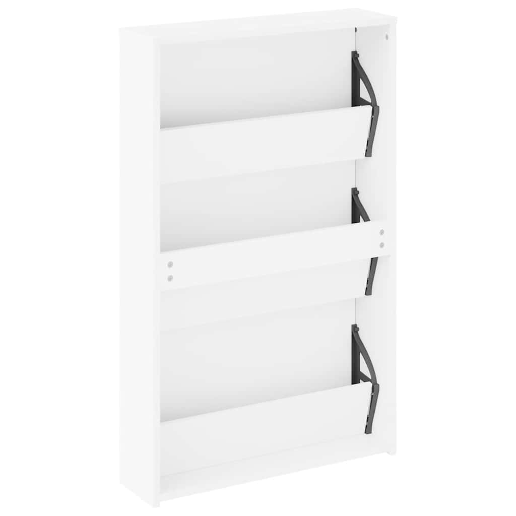 Schuhschrank mit 2 Fächern Spiegel Eiche-Optik 63x17x67 cm