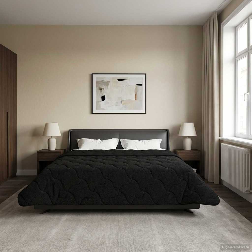 Ganzjahresbettdecke Gepolstert Anthrazit 135 x 200 cm