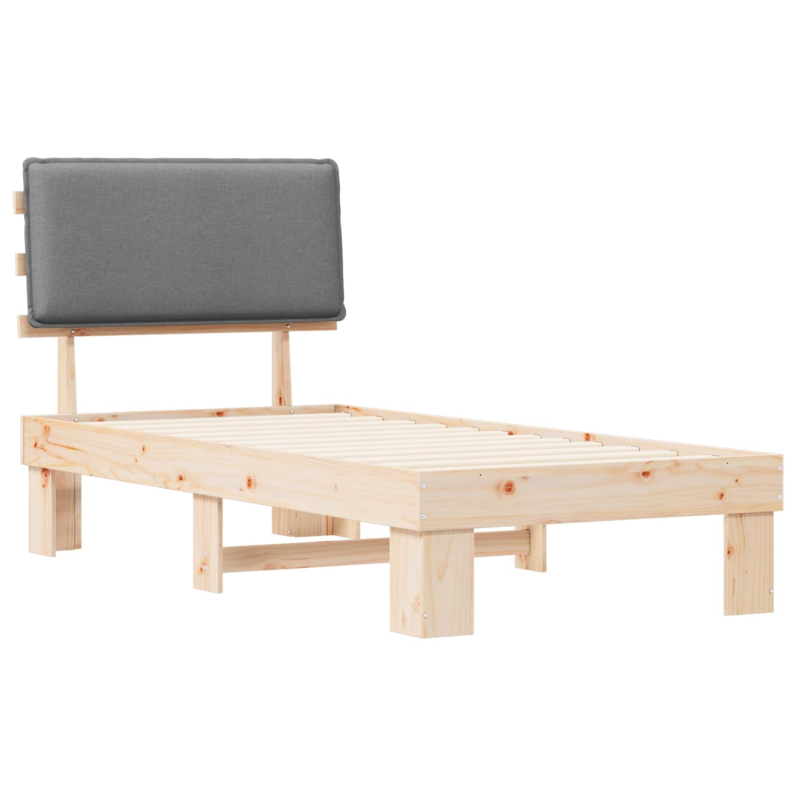 Bettgestell mit gepolstertem Kopfteil Hellgrau 200 x 200 cm
