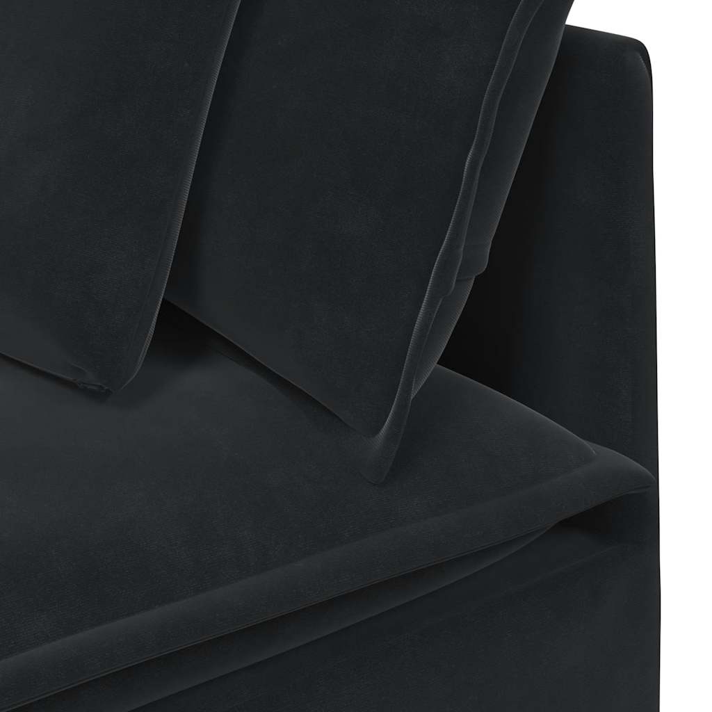 Modulares Sofa Endmodul mit Armlehne Kissen Blau 100 cm