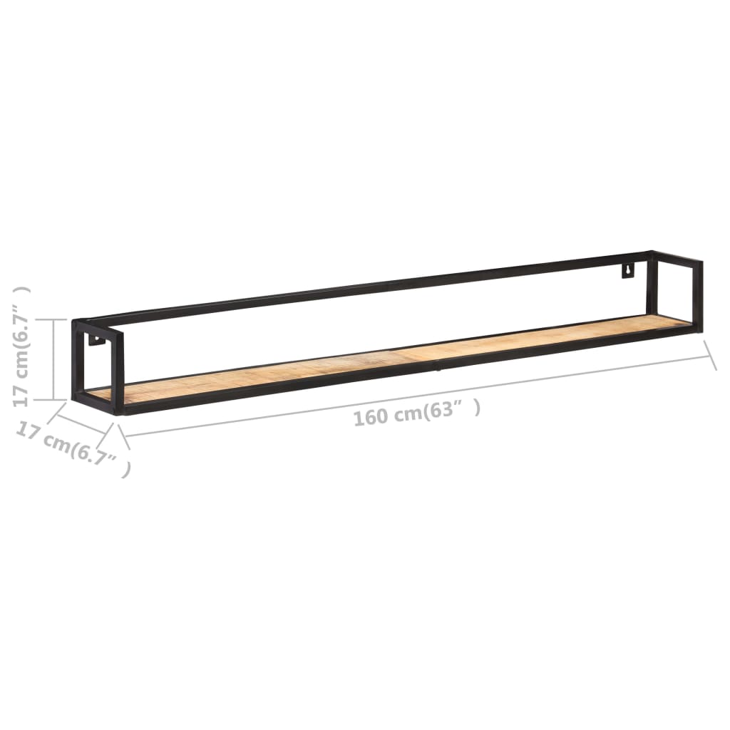 Wandregale 2 Stk. 120 cm Raues Mangoholz