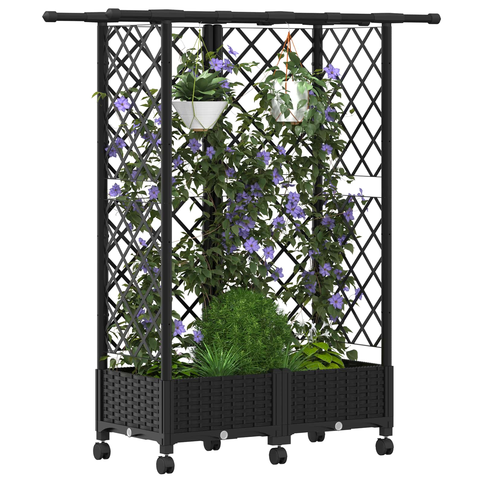 Hochbeet mit Rankgitter und Dach Braun 124 x 40 x 123 cm PP