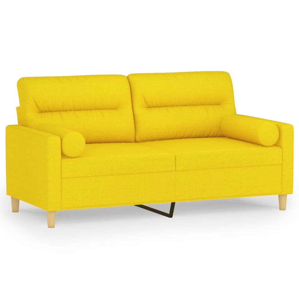 2-Sitzer-Sofa mit Zierkissen Braun 120 cm Stoff