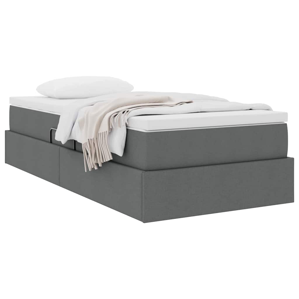 Aufbewahrungsbett mit Matratze Hellgrau 90 x 190 cm Polyester