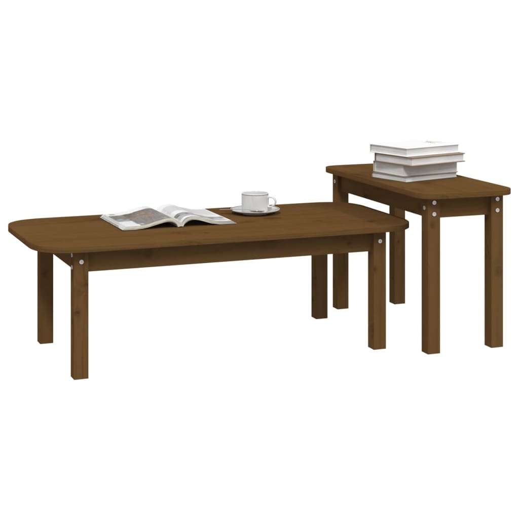 2-tlg. Couchtisch-Set Massivholz Kiefer