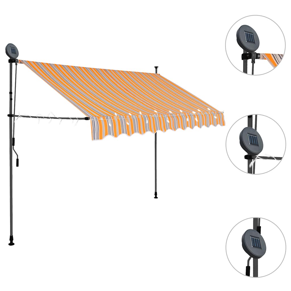 Einziehbare Markise Handbetrieben mit LED 100 cm Blau und Weiß
