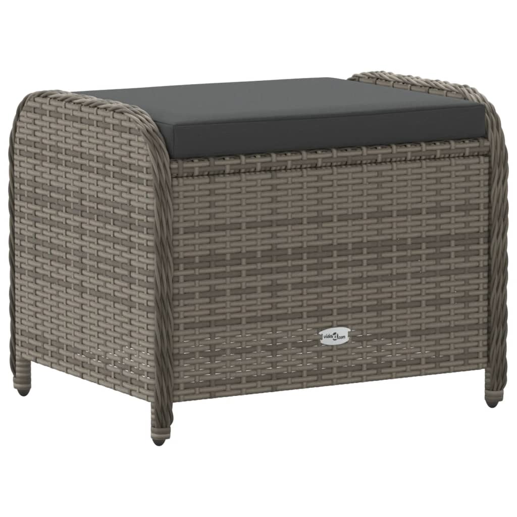 Gartenhocker mit Kissen Schwarz 58x46x46 cm Poly Rattan