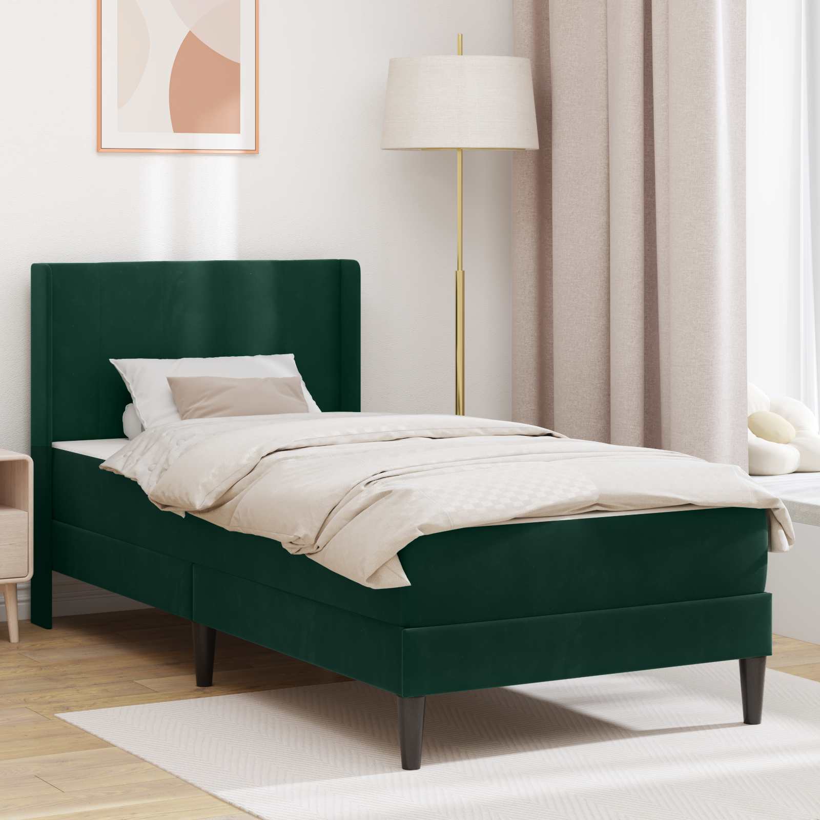 Bettgestell mit Matratze mit Kopfteil Hellgrau 80 x 200 cm Samt